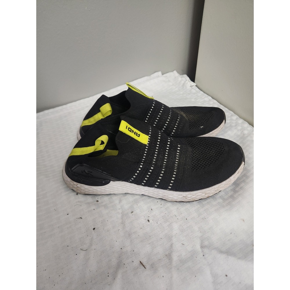 AND1 Mens Slip On Athletic Sneakers Black Lime Green Knit MNA141ES079 Size 10